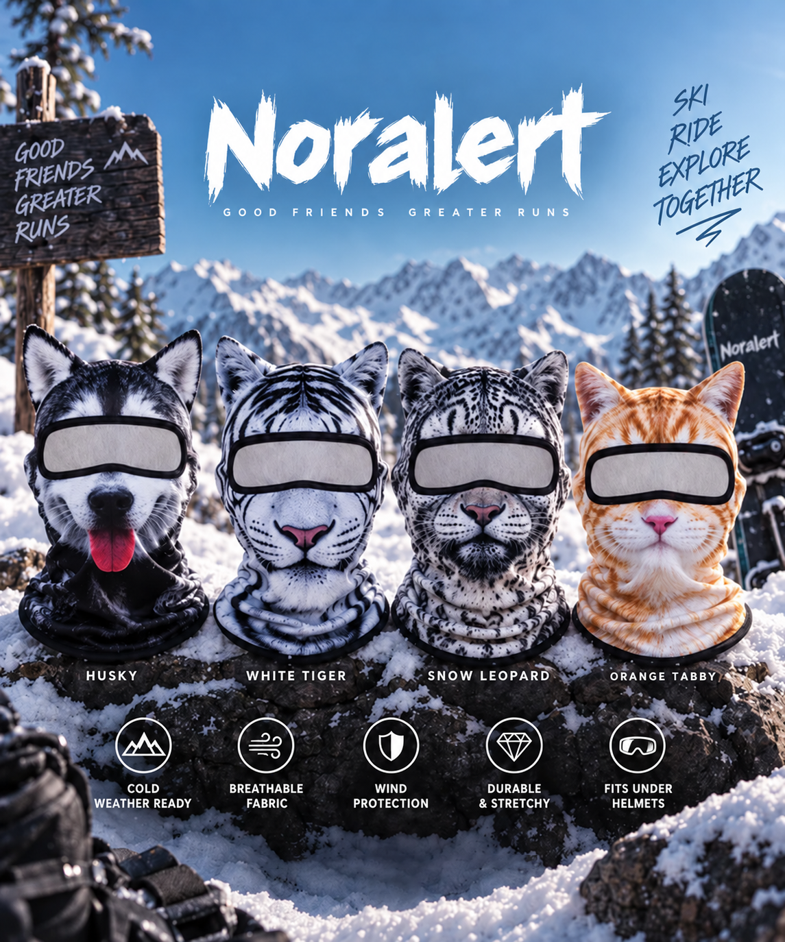 3d cat ski balaclavaanimal face
