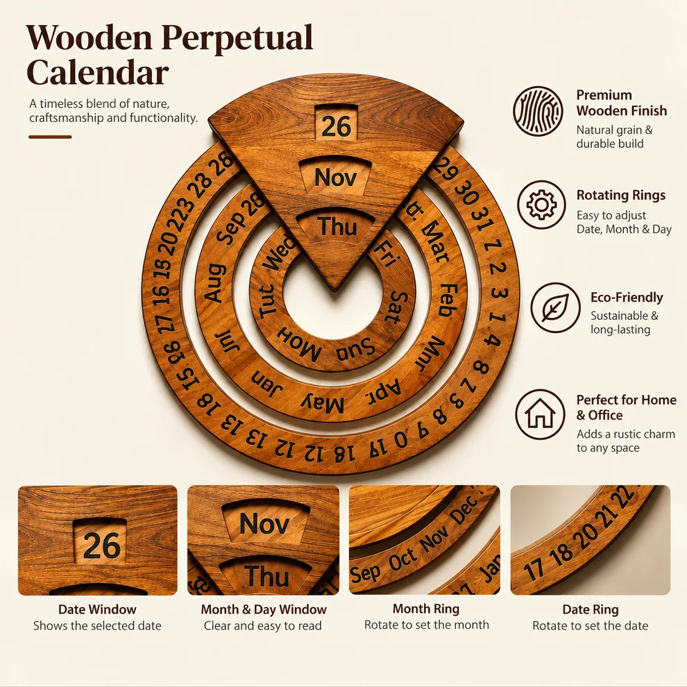 📅Perpetual calendar, wooden perpetual calendar