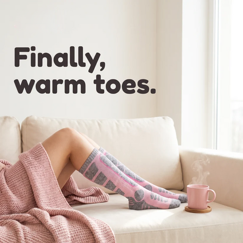 Rechargeable Battery Heated Knee-High Socks – Wireless Cold-Resistant Winter Warm Long Socks