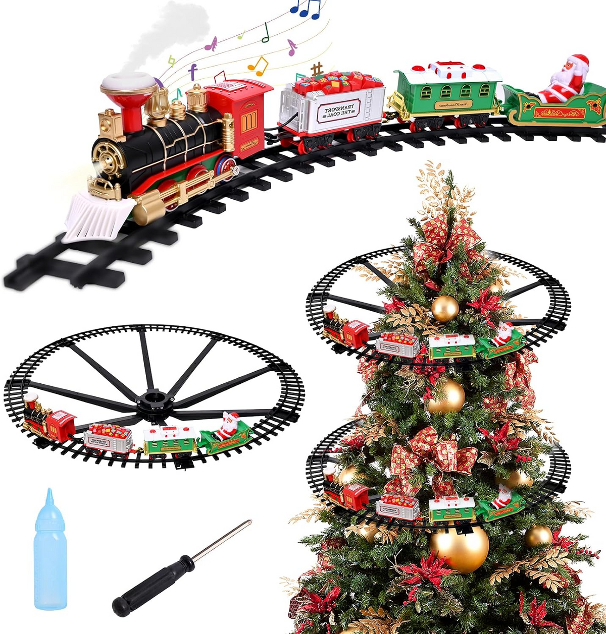 🎄 Magical Christmas Tree Train Set – Moving Train with Lights, Sounds & Steam for a Holiday Tree That Comes to Life