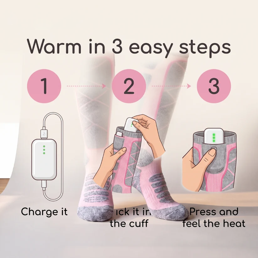 Rechargeable Battery Heated Knee-High Socks – Wireless Cold-Resistant Winter Warm Long Socks