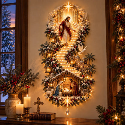 ✨ Last Day – 50% Off!✨ Jesus Light Of Heaven Christmas Wall Hanging✝️