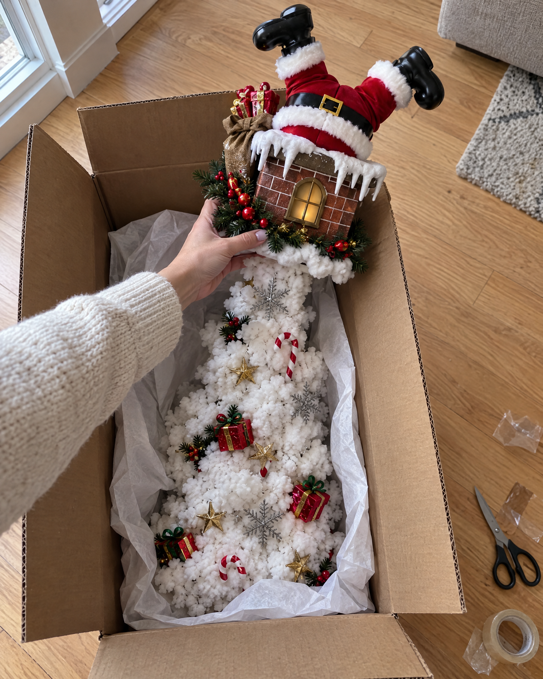 Christmas wall decoration with lights