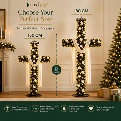 ✝️ Lighted Christmas Cross Tree – Keep Christ at the Center of Christmas