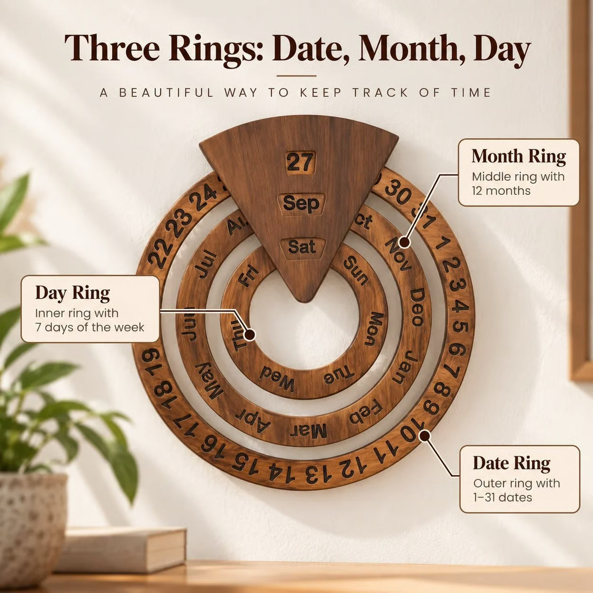 📅Perpetual calendar, wooden perpetual calendar
