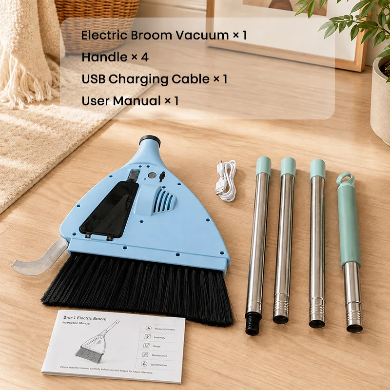 2-in-1 Cordless Electric Broom Vacuum with 20,000 RPM Motor