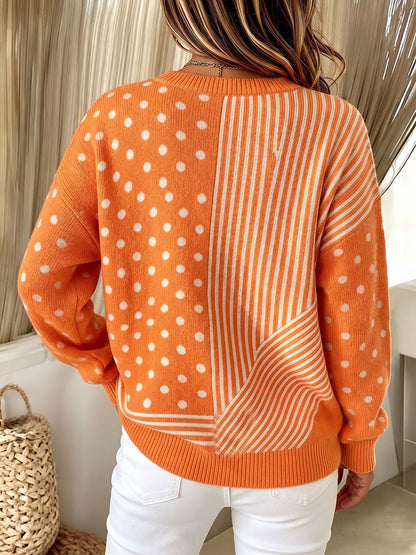 Chic Reversible Orange And White Cardigan
