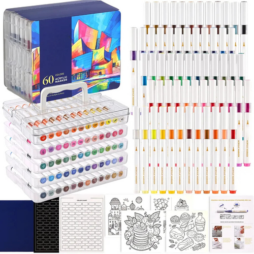 Brush Tip Acrylic Markers Set (24/36/60 Pack)