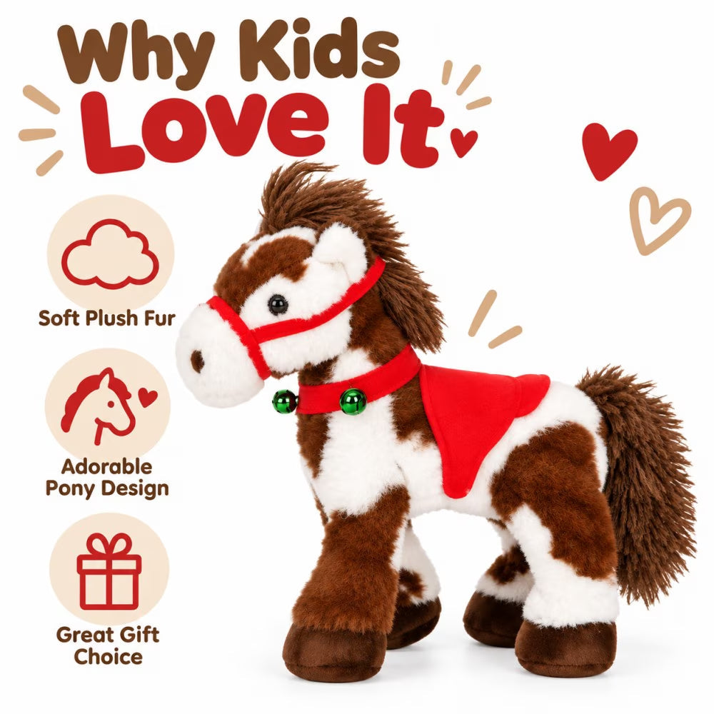🔥Christmas Sale🎁Christmas Animated Electric Musical Plush Pony Toy, Spotted Soft Stuffed Horse Animal