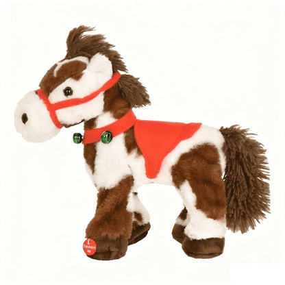 🔥Christmas Sale🎁Christmas Animated Electric Musical Plush Pony Toy, Spotted Soft Stuffed Horse Animal