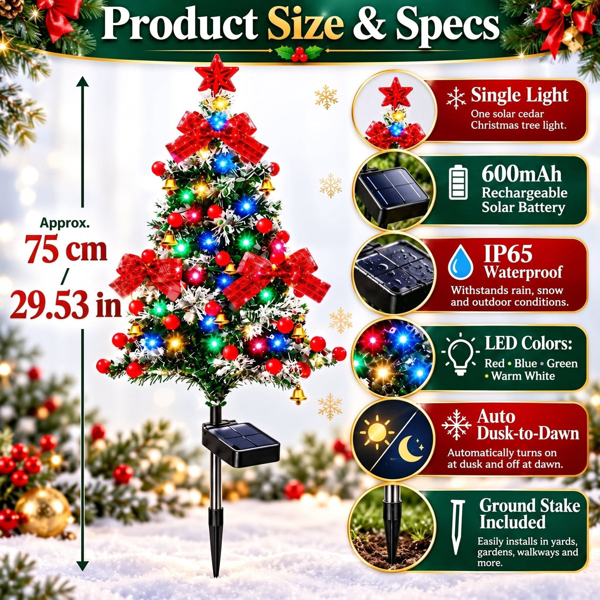 🔥Solar Cedar Christmas Tree Lights | Festive Outdoor Holiday Decor