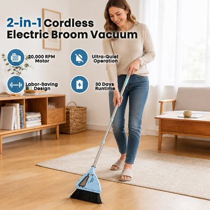 2-in-1 Cordless Electric Broom Vacuum with 20,000 RPM Motor