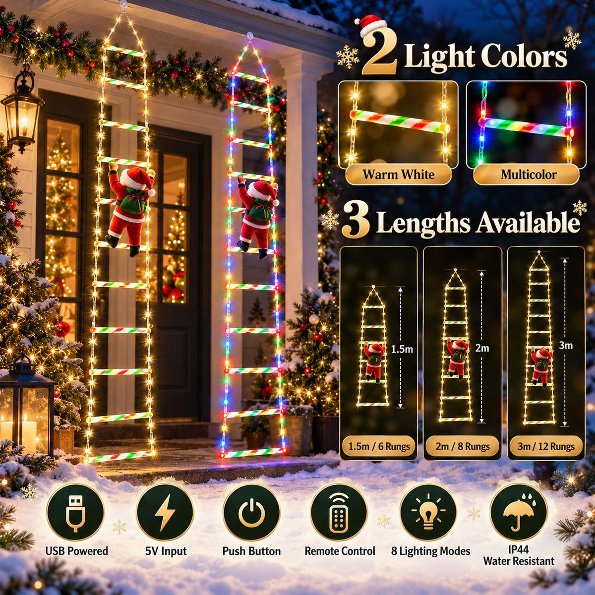 🔥Christmas Sale🎁Christmas Santa Climbing Stairs Light