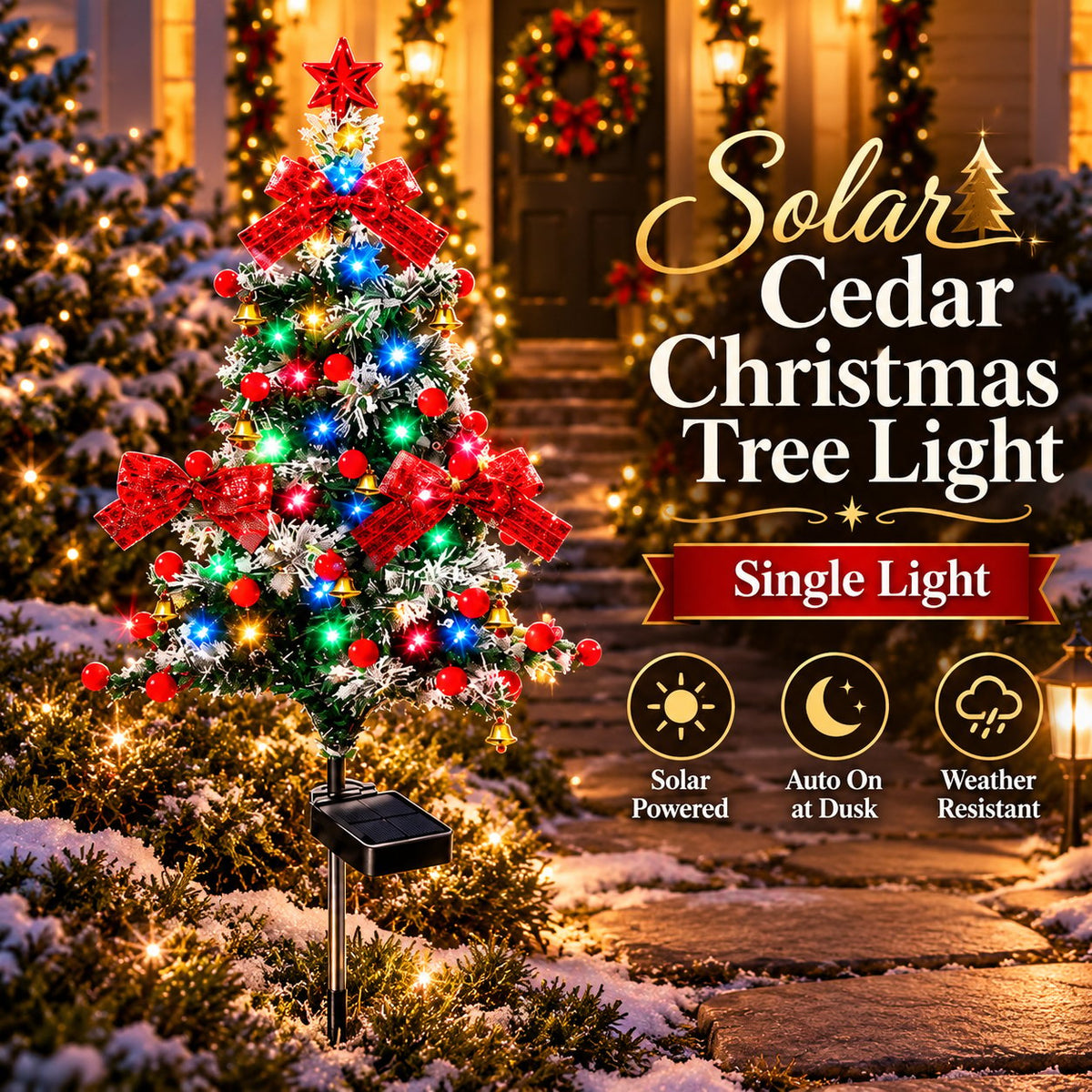 🔥Solar Cedar Christmas Tree Lights | Festive Outdoor Holiday Decor