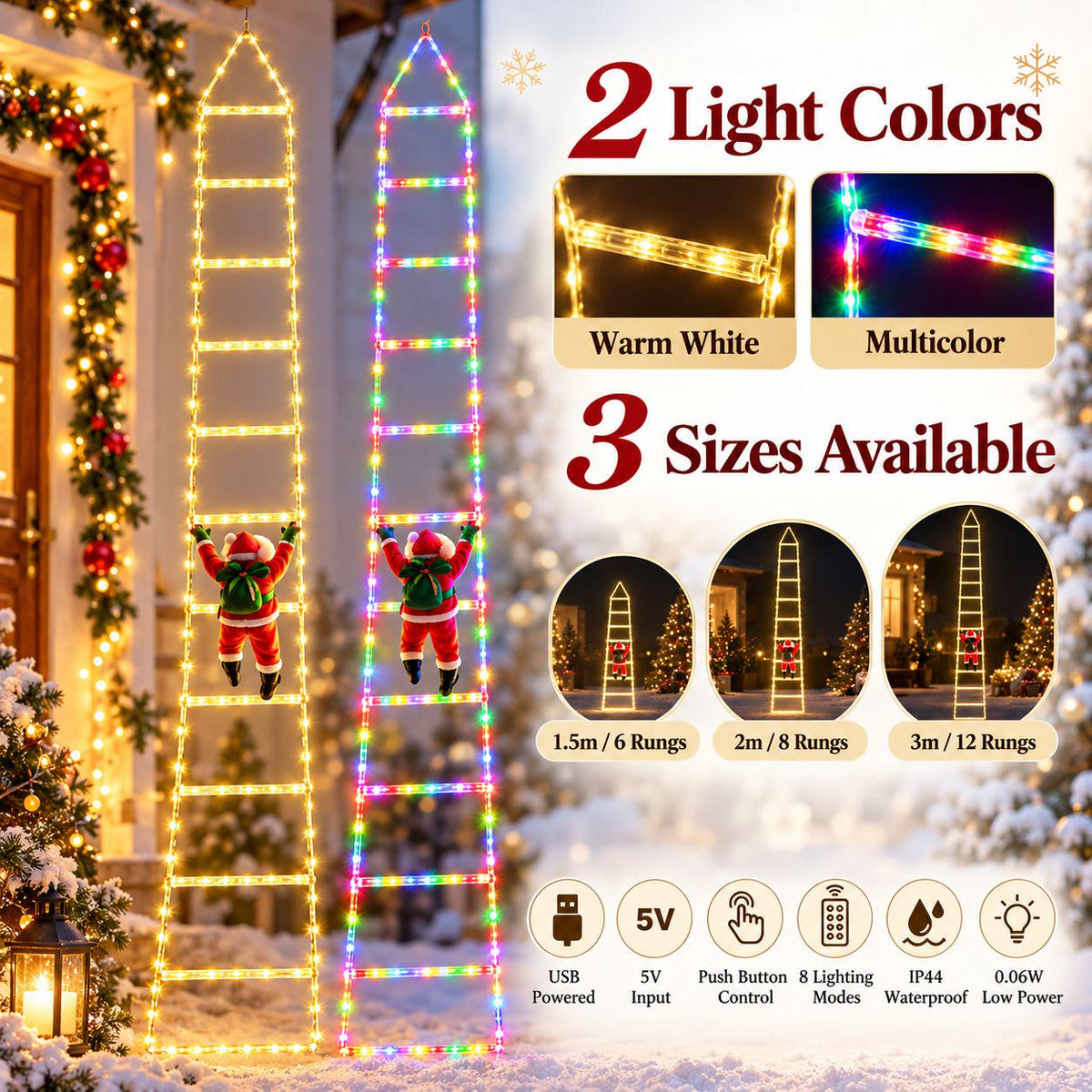 🔥Christmas Sale🎁Christmas Santa Climbing Stairs Light