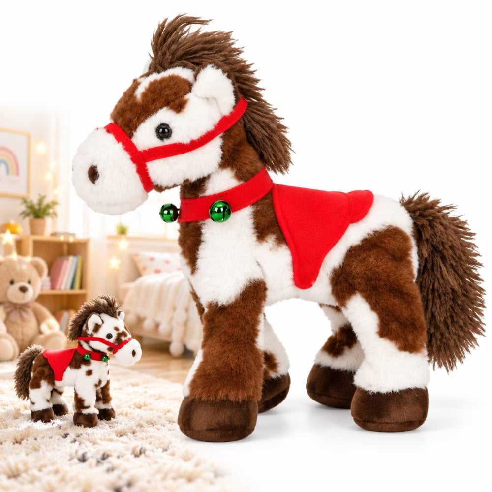 🔥Christmas Sale🎁Christmas Animated Electric Musical Plush Pony Toy, Spotted Soft Stuffed Horse Animal