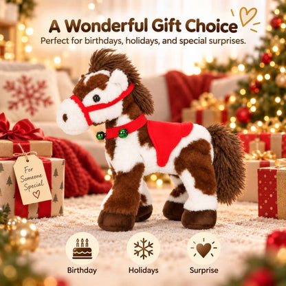 🔥Christmas Sale🎁Christmas Animated Electric Musical Plush Pony Toy, Spotted Soft Stuffed Horse Animal