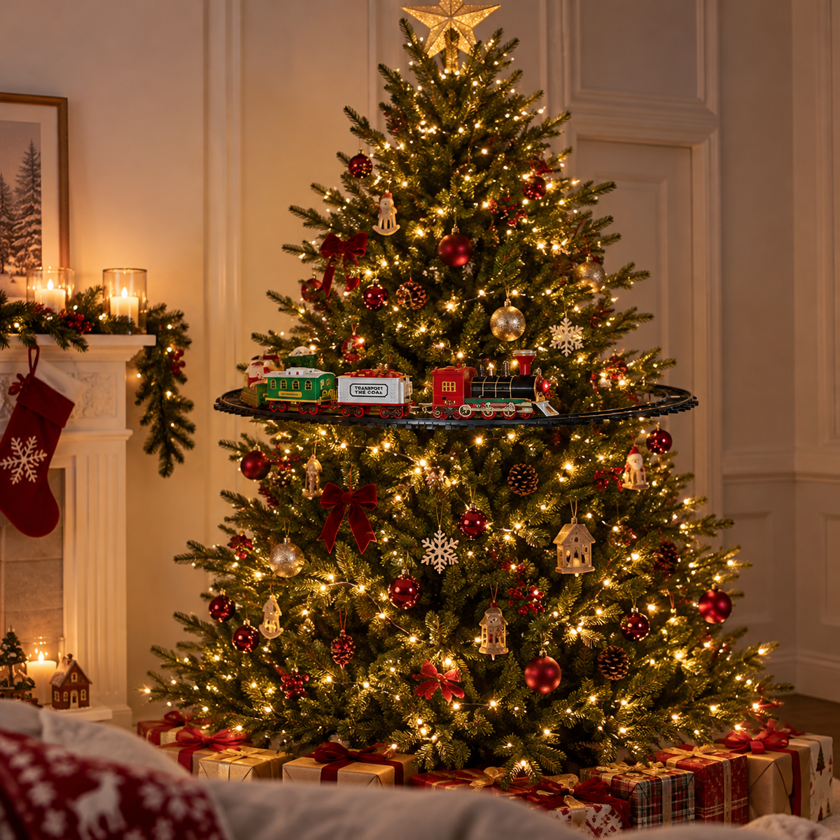 🎄 Magical Christmas Tree Train Set – Moving Train with Lights, Sounds & Steam for a Holiday Tree That Comes to Life
