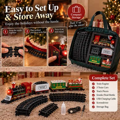 🎄 Magical Christmas Tree Train Set – Moving Train with Lights, Sounds & Steam for a Holiday Tree That Comes to Life