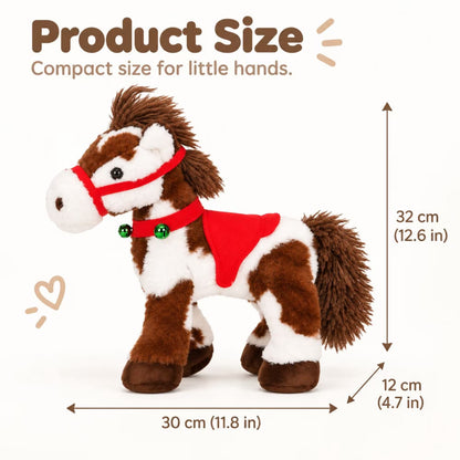 🔥Christmas Sale🎁Christmas Animated Electric Musical Plush Pony Toy, Spotted Soft Stuffed Horse Animal