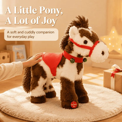 🔥Christmas Sale🎁Christmas Animated Electric Musical Plush Pony Toy, Spotted Soft Stuffed Horse Animal