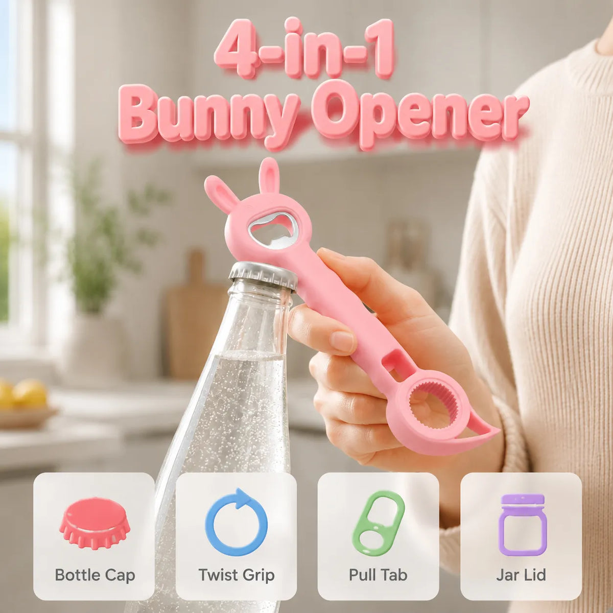 👍Highly Recommended🔥4-in-1 Multi-Function Bunny-Shaped Bottle & Jar Opener