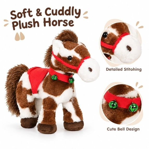 🔥Christmas Sale🎁Christmas Animated Electric Musical Plush Pony Toy, Spotted Soft Stuffed Horse Animal