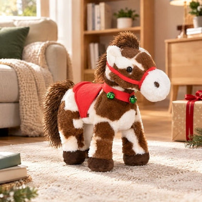 🔥Christmas Sale🎁Christmas Animated Electric Musical Plush Pony Toy, Spotted Soft Stuffed Horse Animal