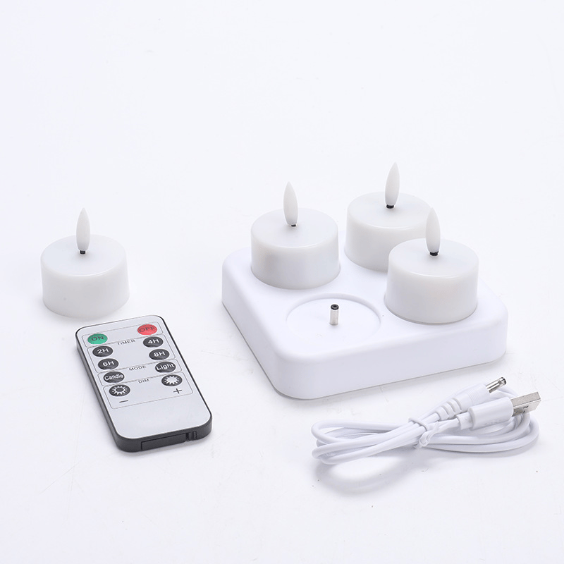 Rechargeable Flameless LED Tea Lights, Charging Station & Remote Included, Flickering Fake Candles, Safe No Flame Candle for Home