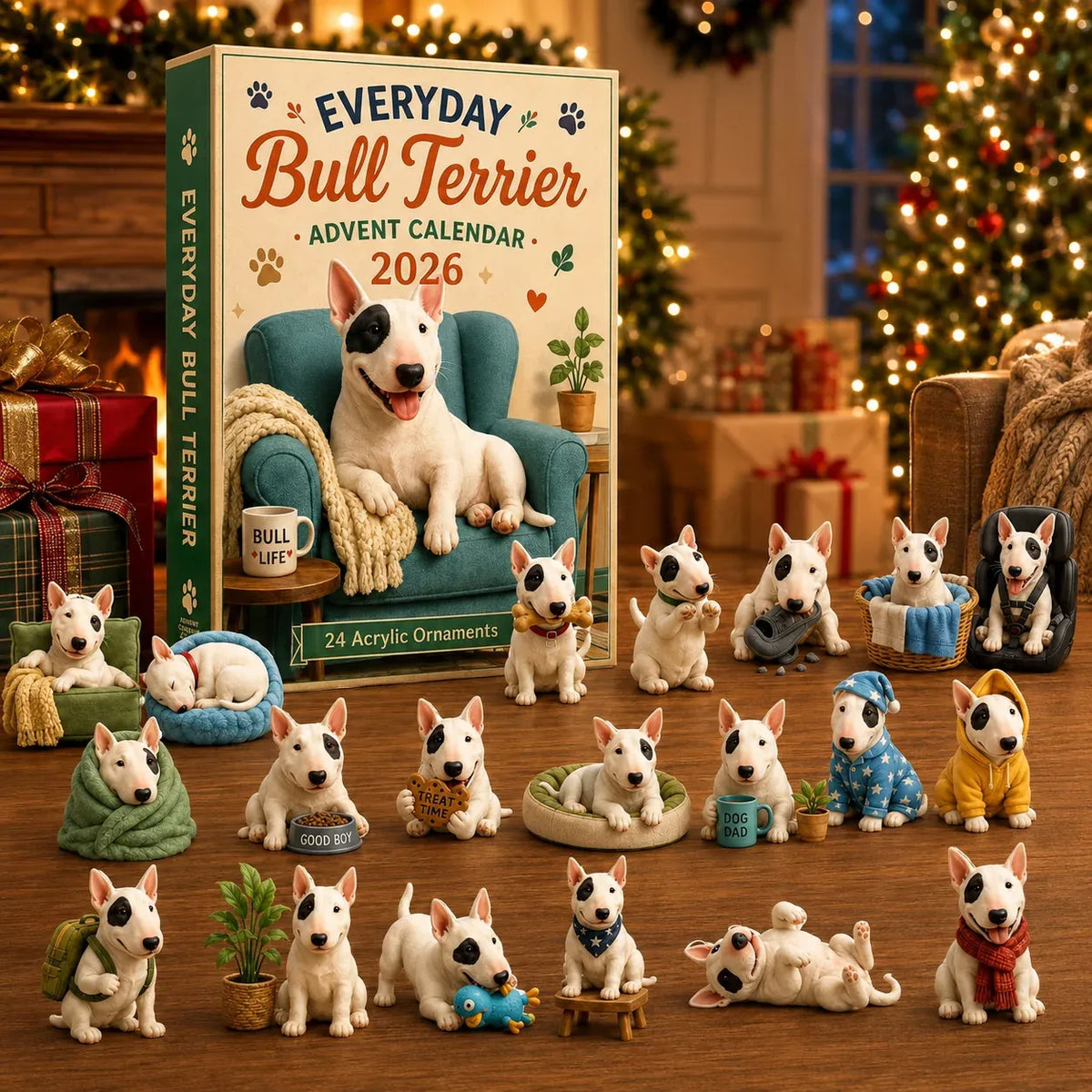 Everyday Bull Terrier Advent Calendar 2026 - 24-Day  2D Festive Countdown