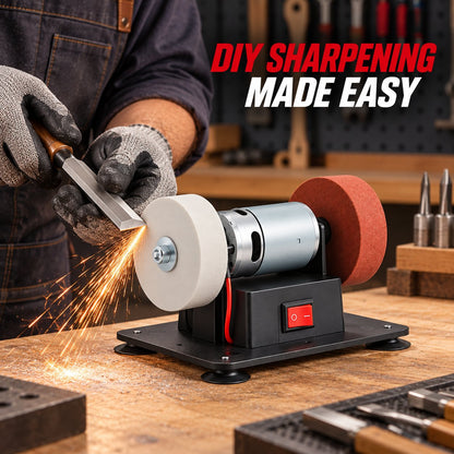 100W Mini Bench Grinder – Variable Speed & Dual Grinding Wheels for Sharpening, Deburring and DIY Projects