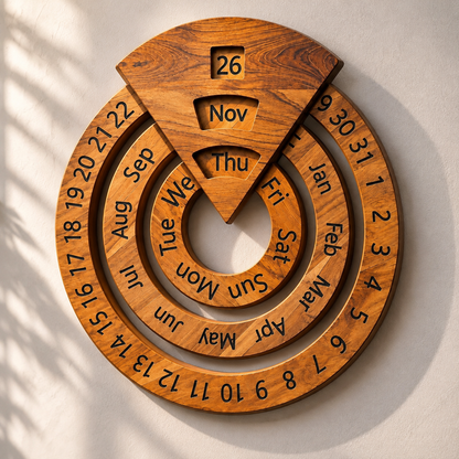 Vintage Wooden Perpetual Calendar – Timeless Desk Decor