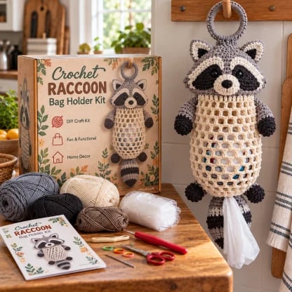 DIY Crochet Pouch Holder in Animal Shape – Cute and Practical Hanging Storage Creation Kit
